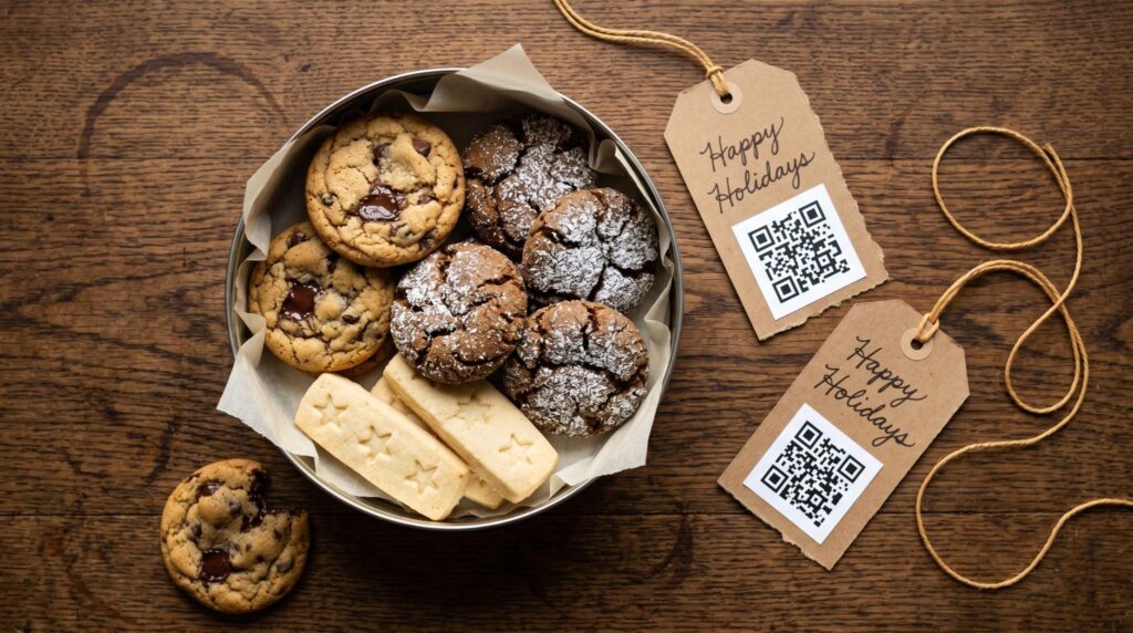 holiday cookie gift tags, qr code gift tags, holiday gift ideas 2023, cookie gift packaging, personalized gift tags, holiday gifting trends, christmas gift tags qr codes, gift tag qr codes, seasonal gift packaging, holiday gifting innovations