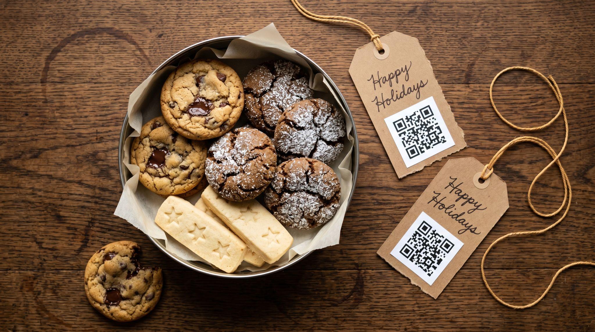 holiday cookie gift tags, qr code gift tags, holiday gift ideas 2023, cookie gift packaging, personalized gift tags, holiday gifting trends, christmas gift tags qr codes, gift tag qr codes, seasonal gift packaging, holiday gifting innovations